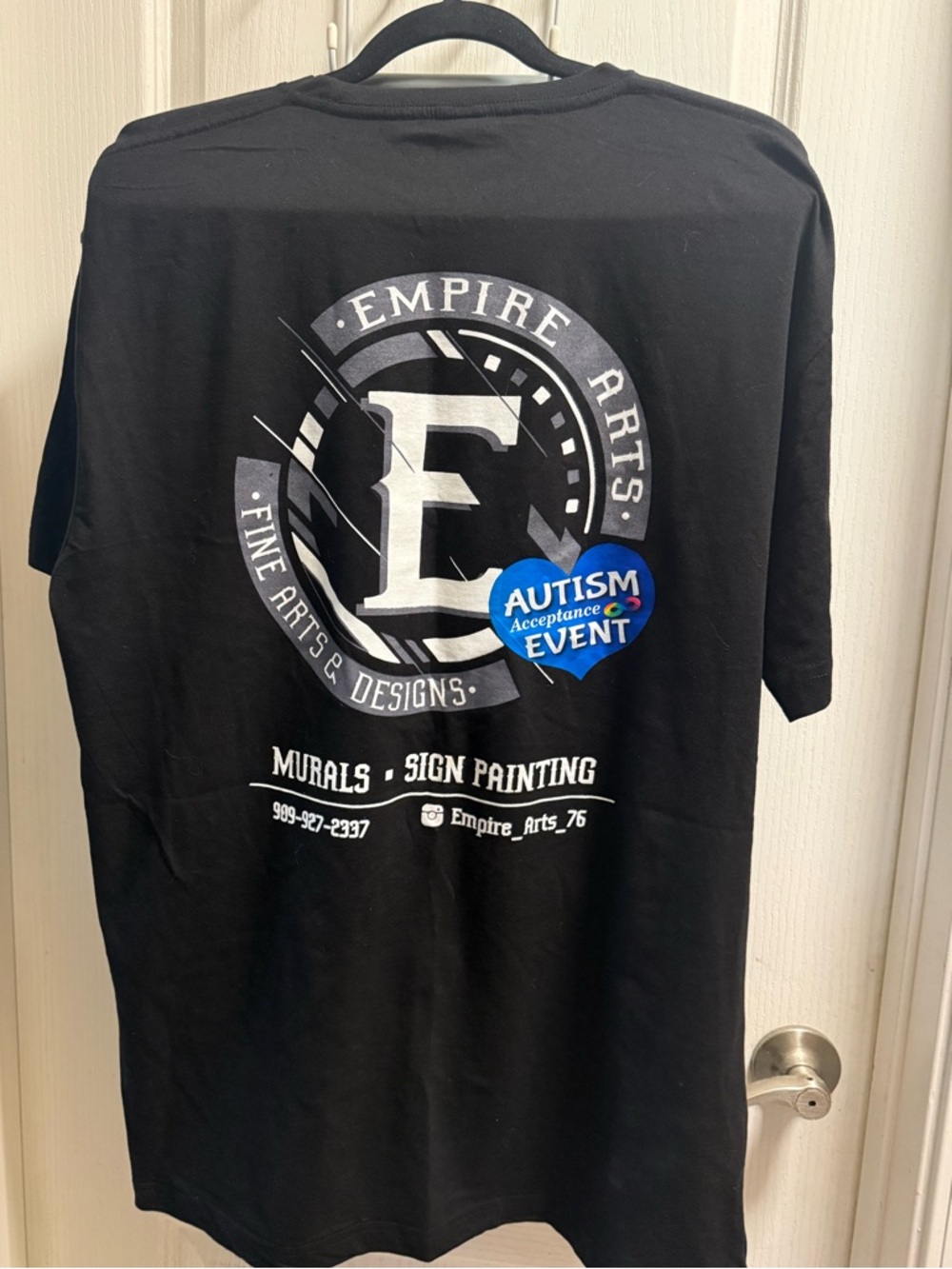Empire Arts LLC Black Graphic Tee with Autism Acceptance Heart